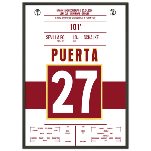 Puerta schießt Sevilla ins Uefa Cup Finale 2006 50x70-cm-20x28-Schwarzer-Aluminiumrahmen