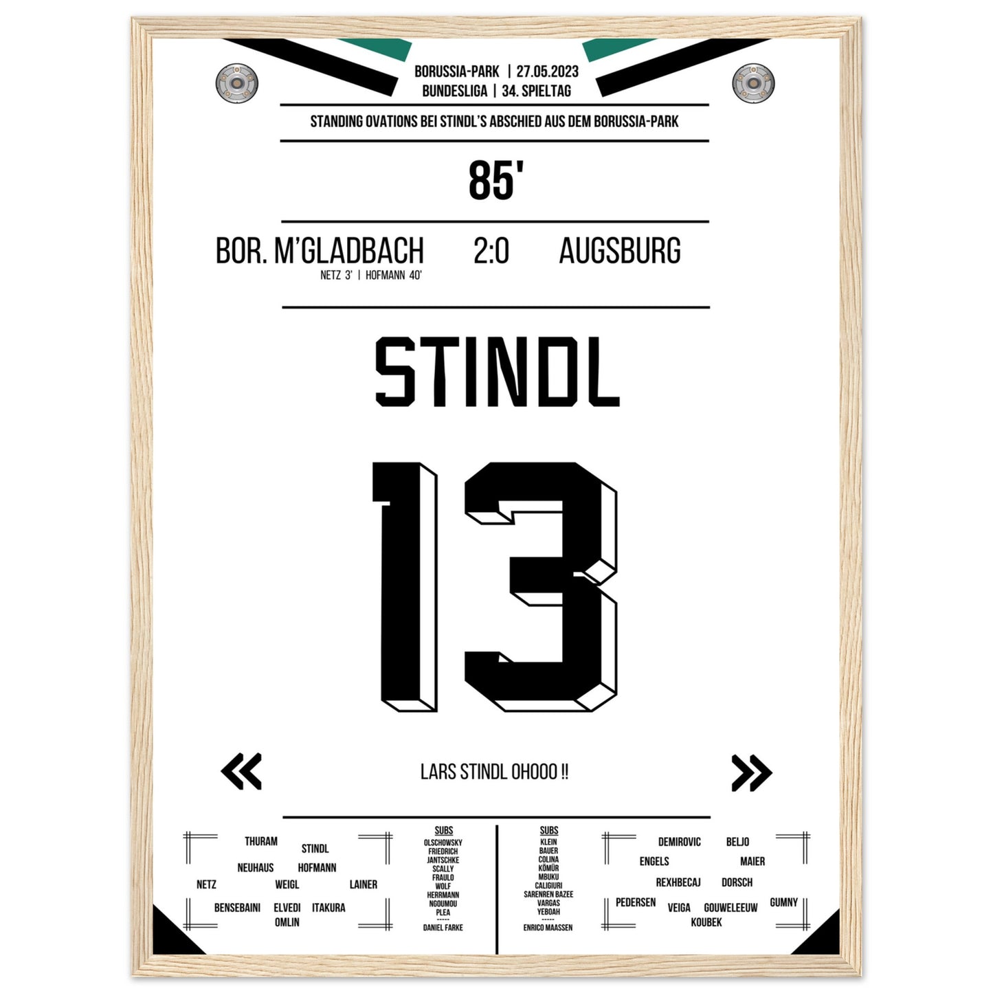 Stindl's Verabschiedung im Borussia-Park 2023 45x60-cm-18x24-Premium-Semi-Glossy-Paper-Wooden-Fr