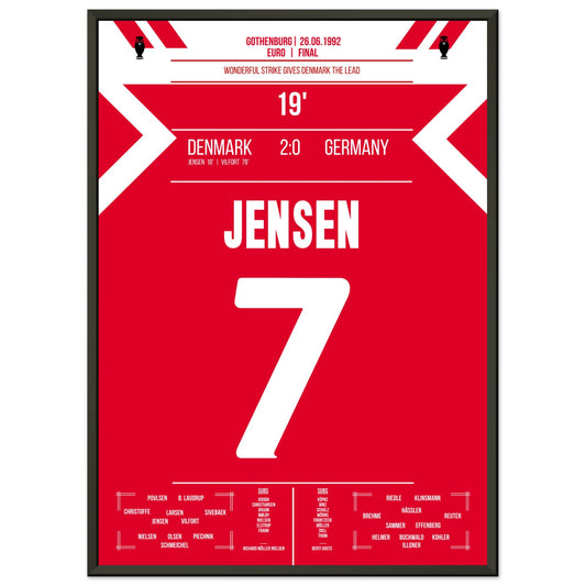 Jensen's Tor zur Führung für Dänemark im Finale der Euro 1992 50x70-cm-20x28-Schwarzer-Aluminiumrahmen