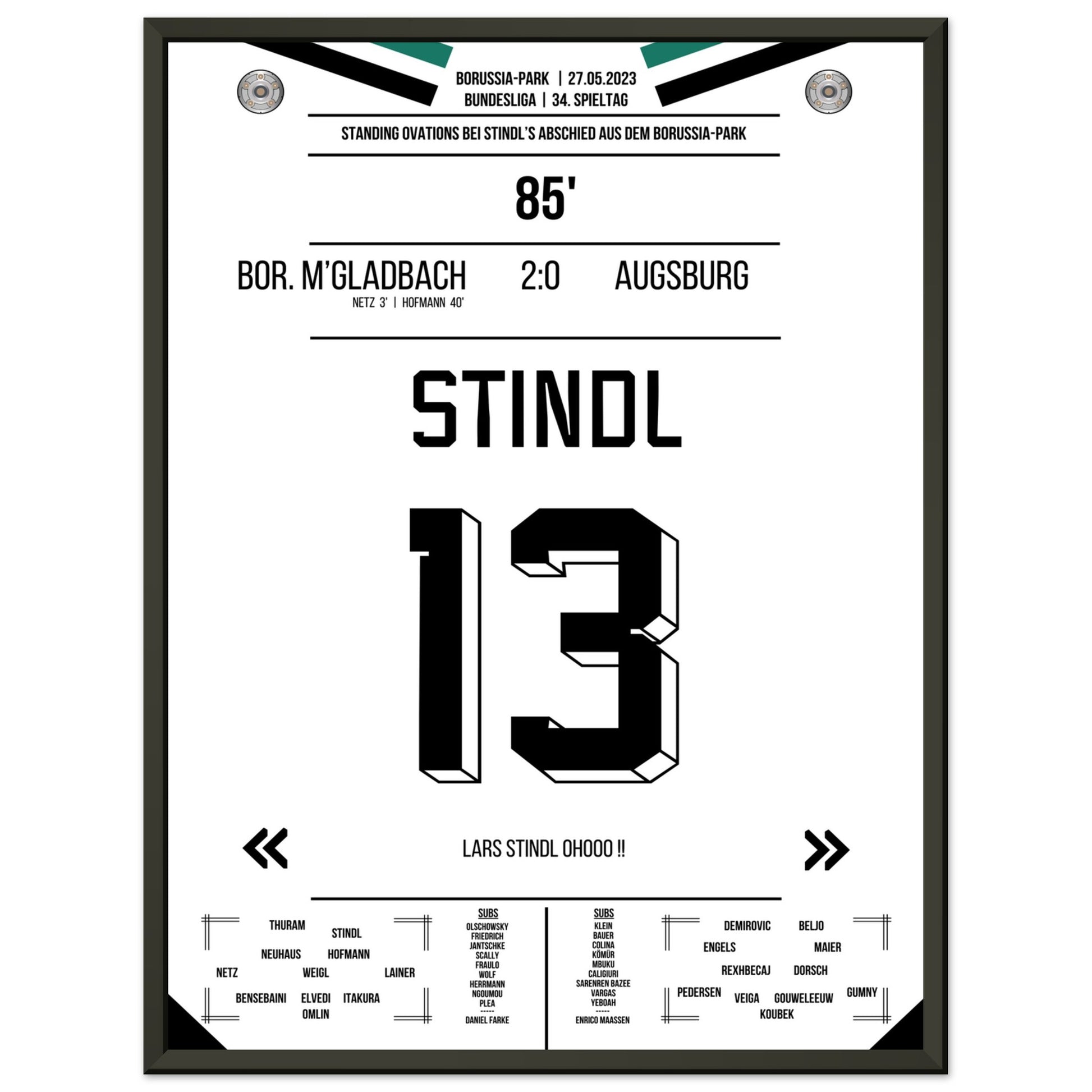 Stindl's Verabschiedung im Borussia-Park 2023 45x60-cm-18x24-Premium-Semi-Glossy-Paper-Metal-Fra