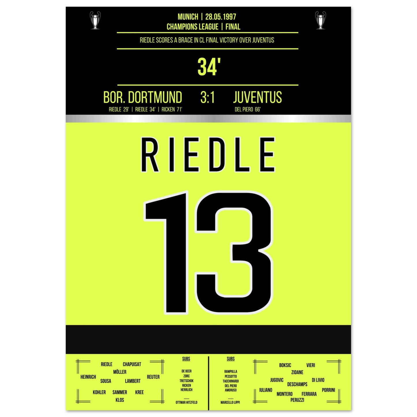 Riedle's Doppelpack im Champions League Finale 1997 A4-21x29.7-cm-8x12-Ohne-Rahmen