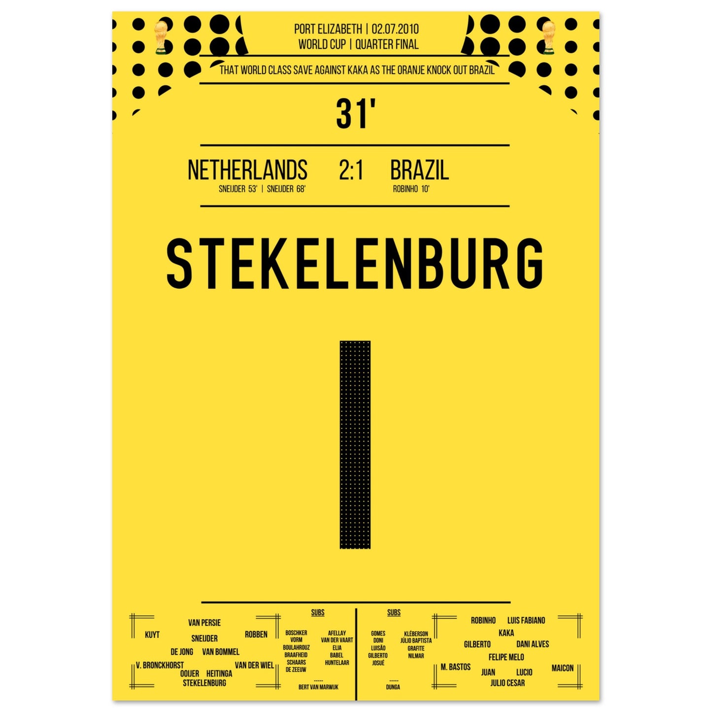 Stekelenburg's Weltklasse Aktion gegen Kaka bei der WM 2010 A4-21x29.7-cm-8x12-Ohne-Rahmen
