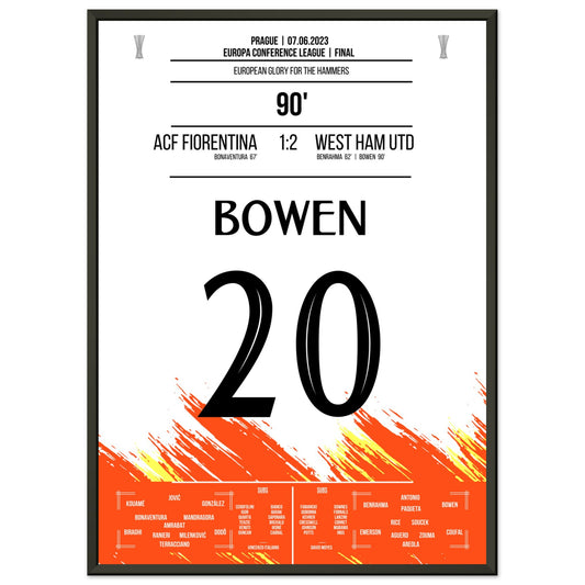 Bowen's Last-Minute Siegtreffer zum Europapokal Triumph für die "Hammers" 50x70-cm-20x28-Schwarzer-Aluminiumrahmen