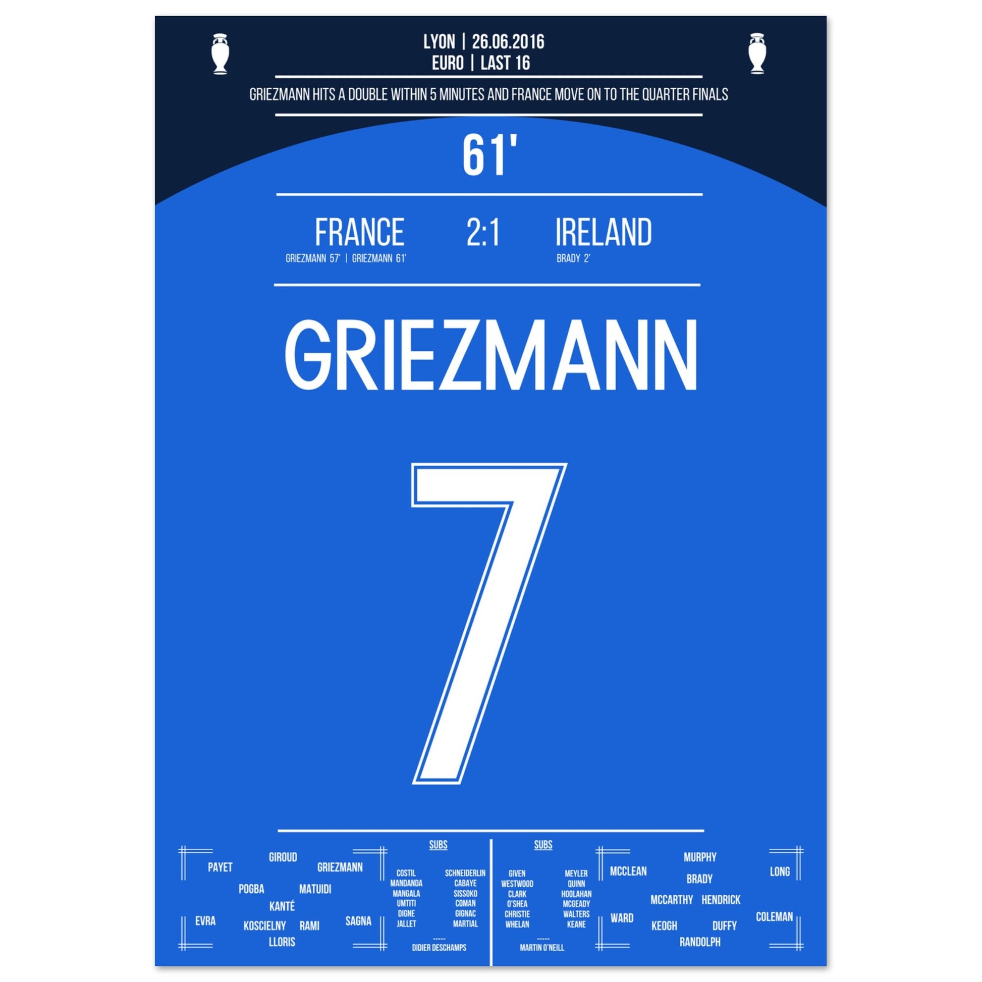 Griezmann's Doppelpack gegen Irland bei der Euro 2016 A4-21x29.7-cm-8x12-Ohne-Rahmen