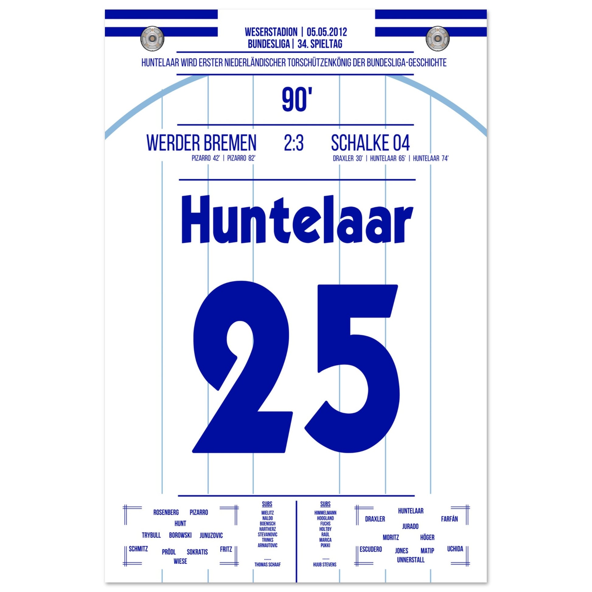 Huntelaar wird erster niederländischer Torschützenkönig der Bundesliga 60x90-cm-24x36-Ohne-Rahmen