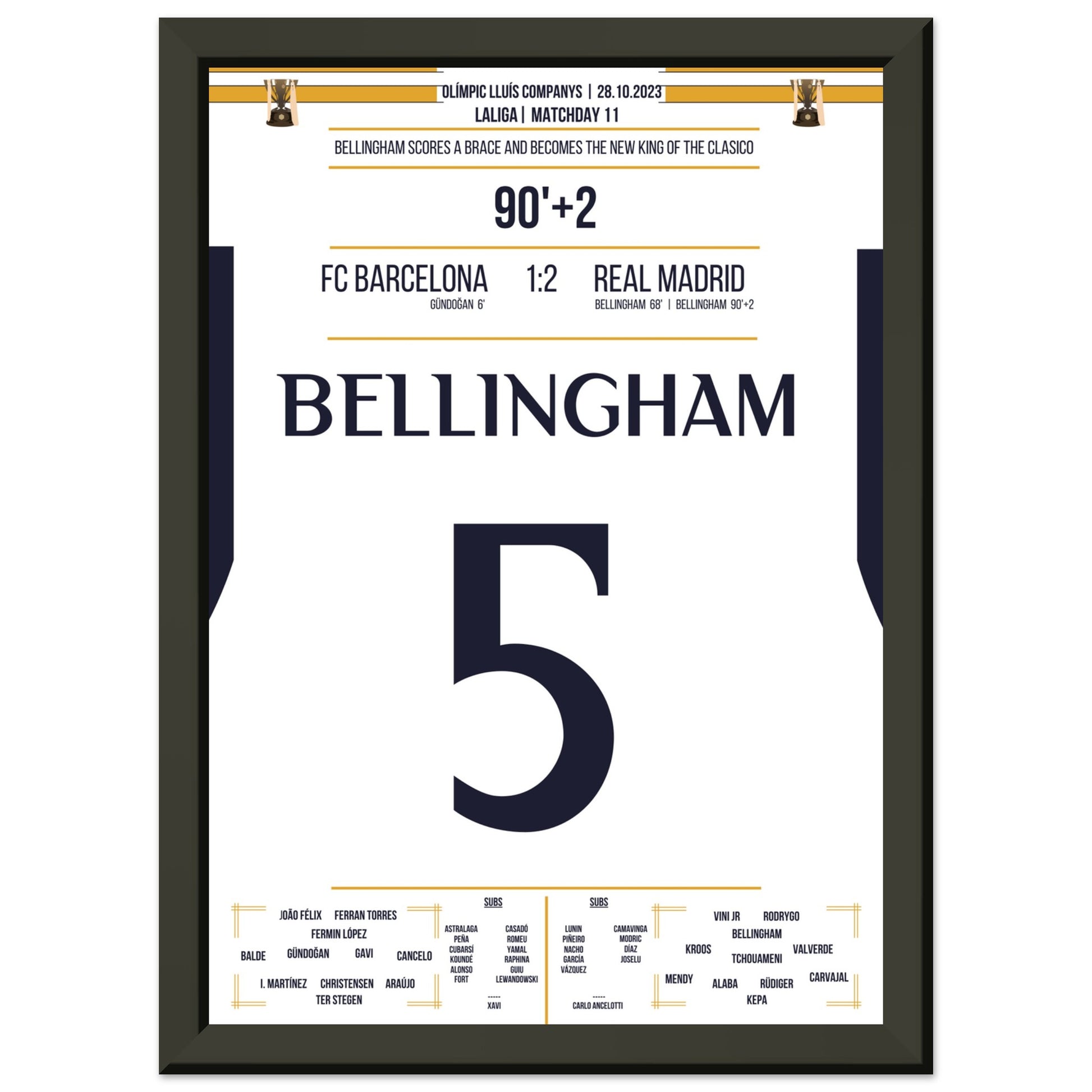 Bellingham schieß Real zum Sieg und wird zum neuen "King Of Clasico" A4-21x29.7-cm-8x12-Schwarzer-Aluminiumrahmen