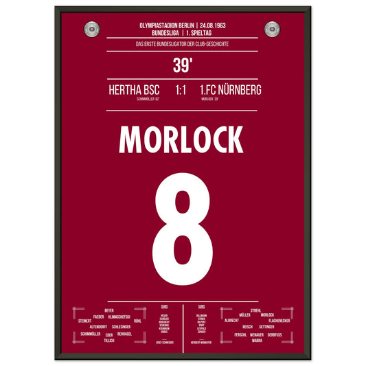 Morlock erzielt das erste Bundesliga-Tor des FCN in 1963 50x70-cm-20x28-Schwarzer-Aluminiumrahmen