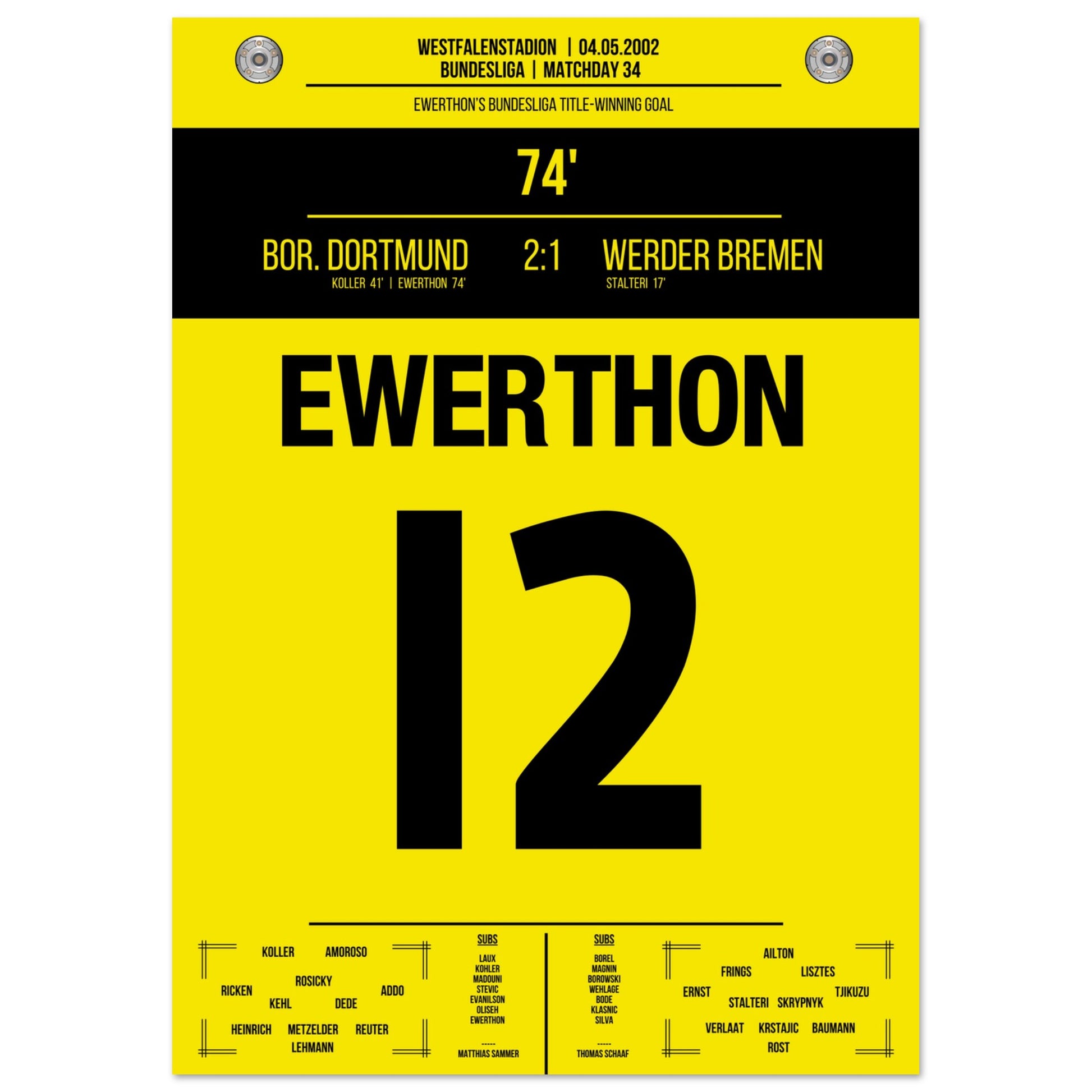 Ewerthon's Tor zu Dortmunds Meisterschaft 2002 A4-21x29.7-cm-8x12-Ohne-Rahmen