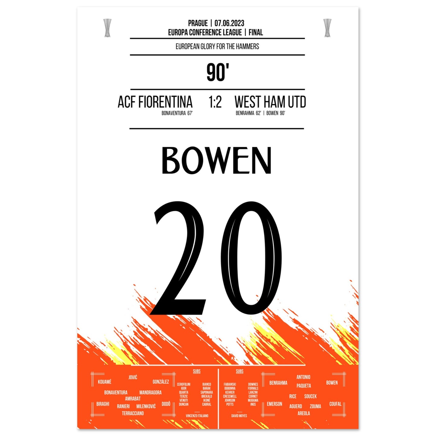 Bowen's Last-Minute Siegtreffer zum Europapokal Triumph für die "Hammers" 60x90-cm-24x36-Ohne-Rahmen