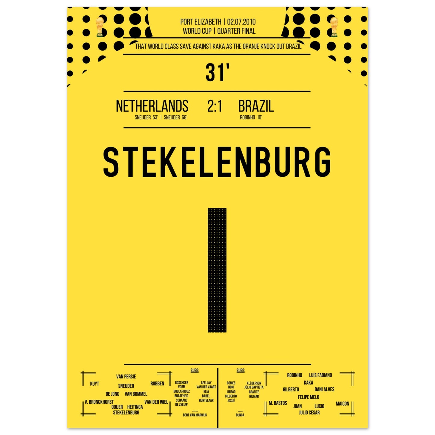 Stekelenburg's Weltklasse Aktion gegen Kaka bei der WM 2010 50x70-cm-20x28-Ohne-Rahmen