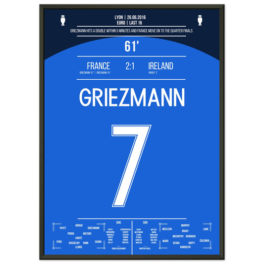Griezmann's Doppelpack gegen Irland bei der Euro 2016 50x70-cm-20x28-Schwarzer-Aluminiumrahmen