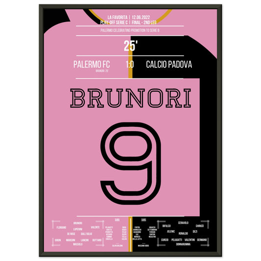 Brunori's Tor bei Palermo's Rückkehr in die Serie B 50x70-cm-20x28-Schwarzer-Aluminiumrahmen