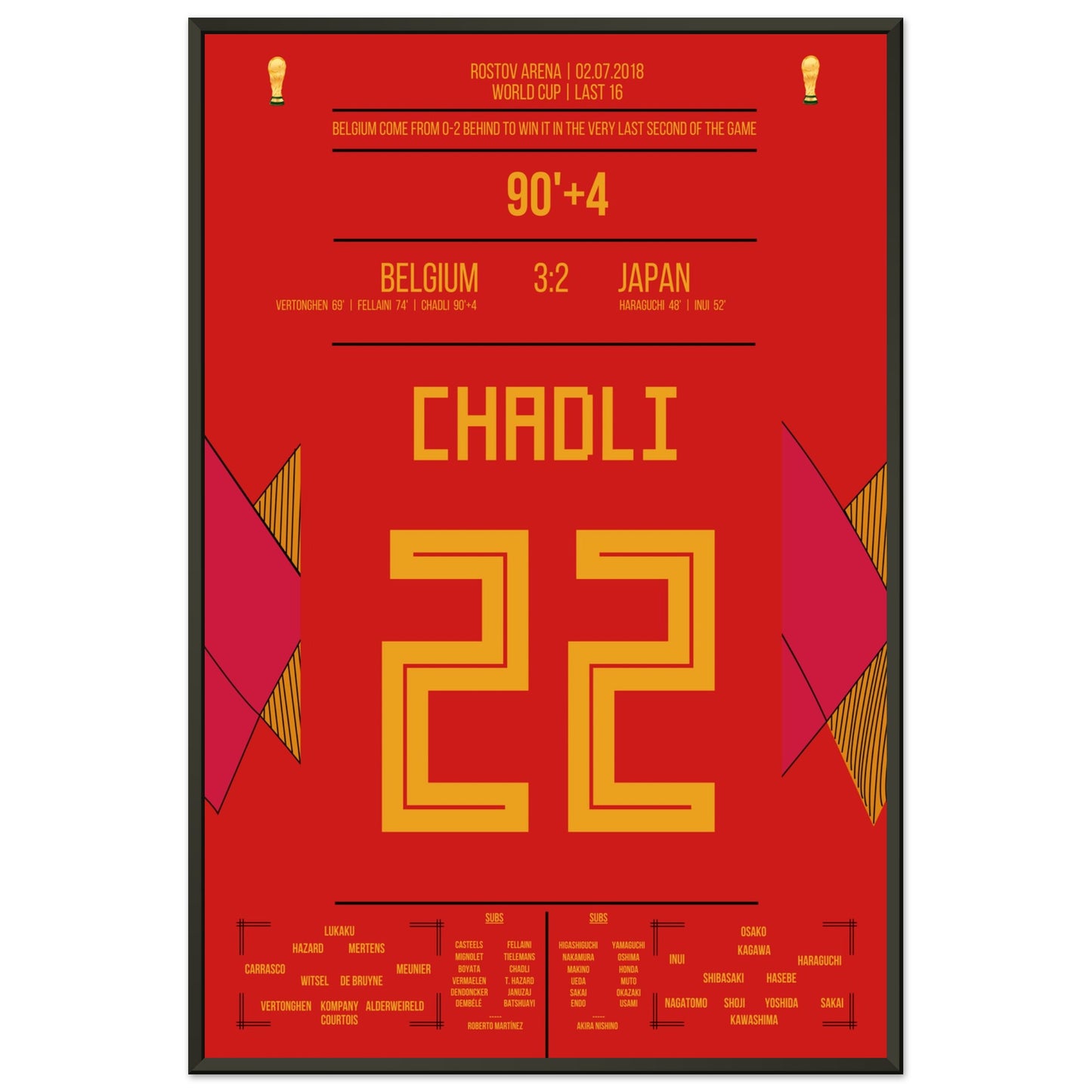 Chadli's Last-Minute Tor gegen Japan bei der WM 2018 60x90-cm-24x36-Schwarzer-Aluminiumrahmen