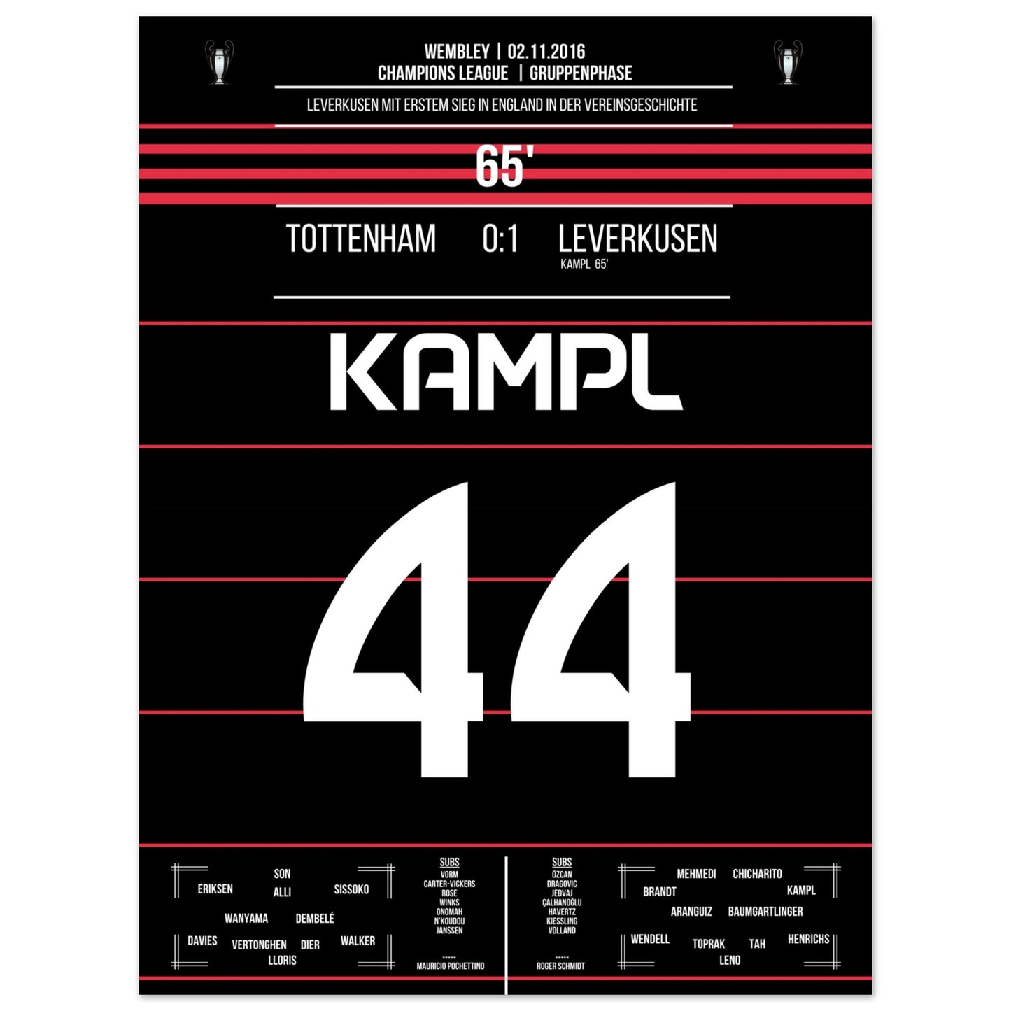 Kampl schiesst Leverkusen zum ersten Sieg auf englischem Boden 45x60-cm-18x24-Ohne-Rahmen