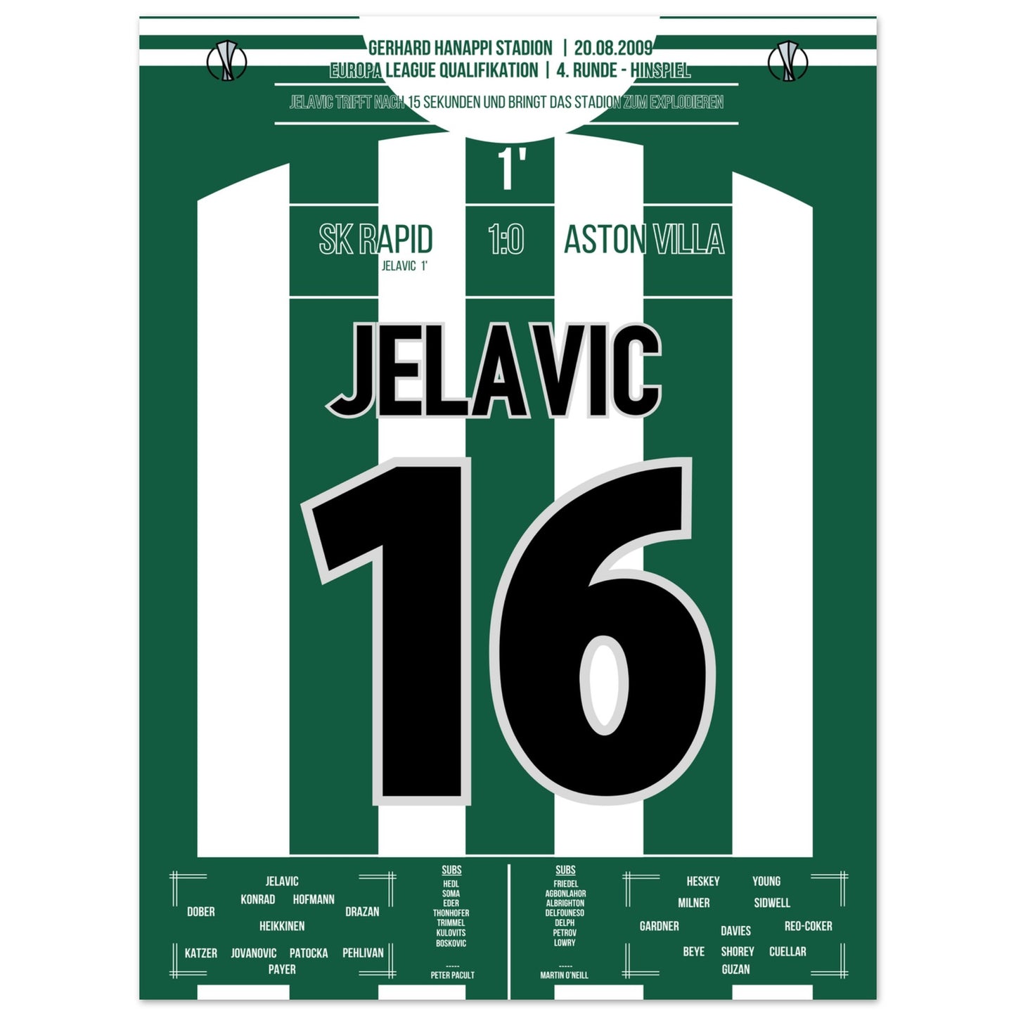 Jelavic's trifft nach 15 Sekunden zur Führung für Rapid gegen Aston Villa 30x40-cm-12x16-Ohne-Rahmen