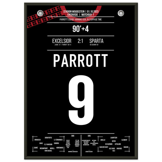 Parrott entscheidet das Derby in letzter Minute für Excelsior 50x70-cm-20x28-Schwarzer-Aluminiumrahmen