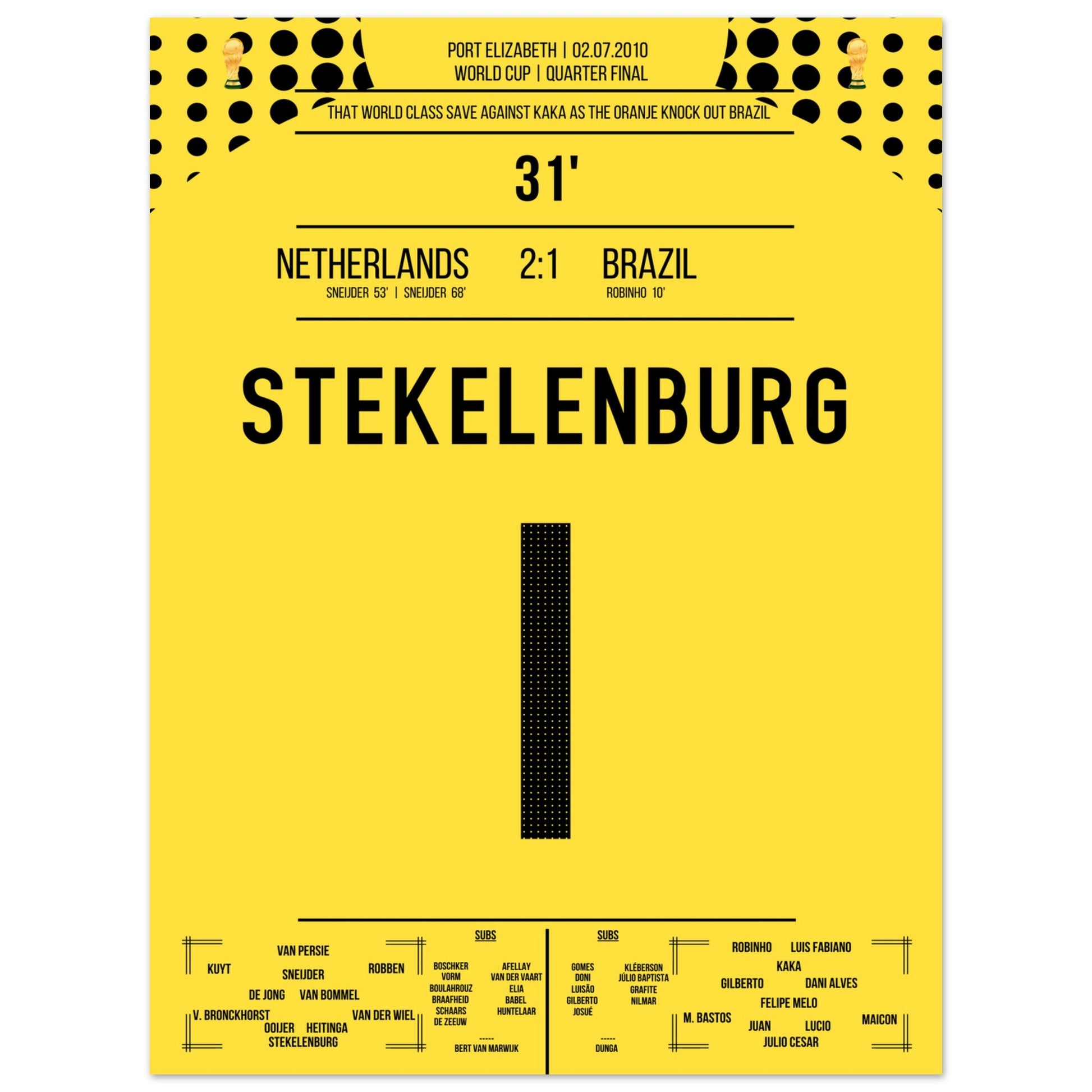 Stekelenburg's Weltklasse Aktion gegen Kaka bei der WM 2010 30x40-cm-12x16-Ohne-Rahmen