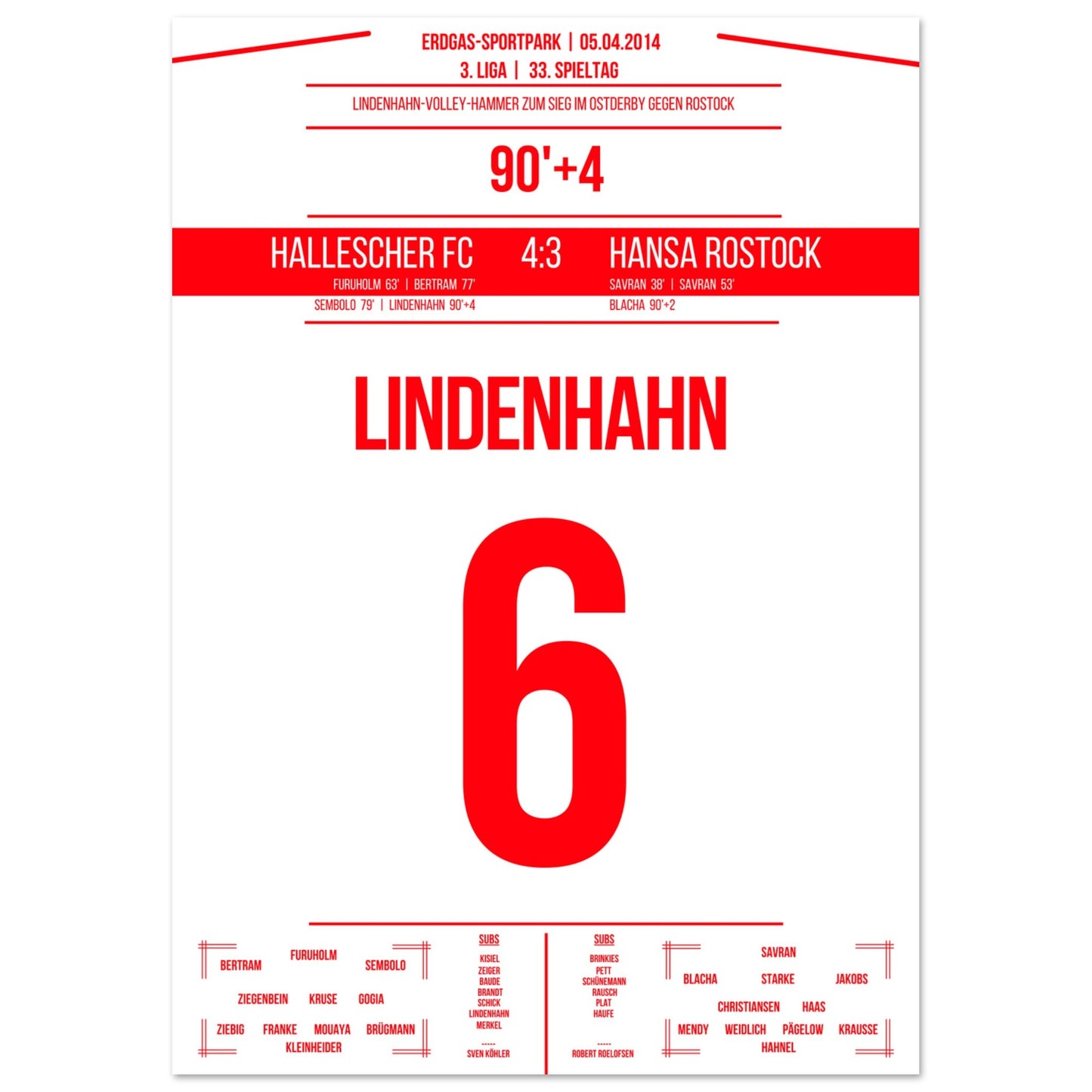 Lindenhahn-Volley zum Sieg in der Nachspielzeit im Ostderby gegen Rostock A4-21x29.7-cm-8x12-Ohne-Rahmen