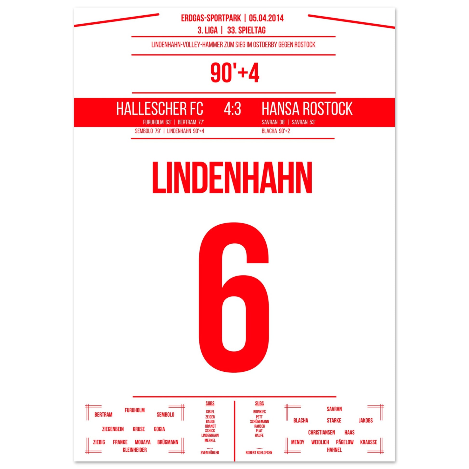 Lindenhahn-Volley zum Sieg in der Nachspielzeit im Ostderby gegen Rostock A4-21x29.7-cm-8x12-Ohne-Rahmen