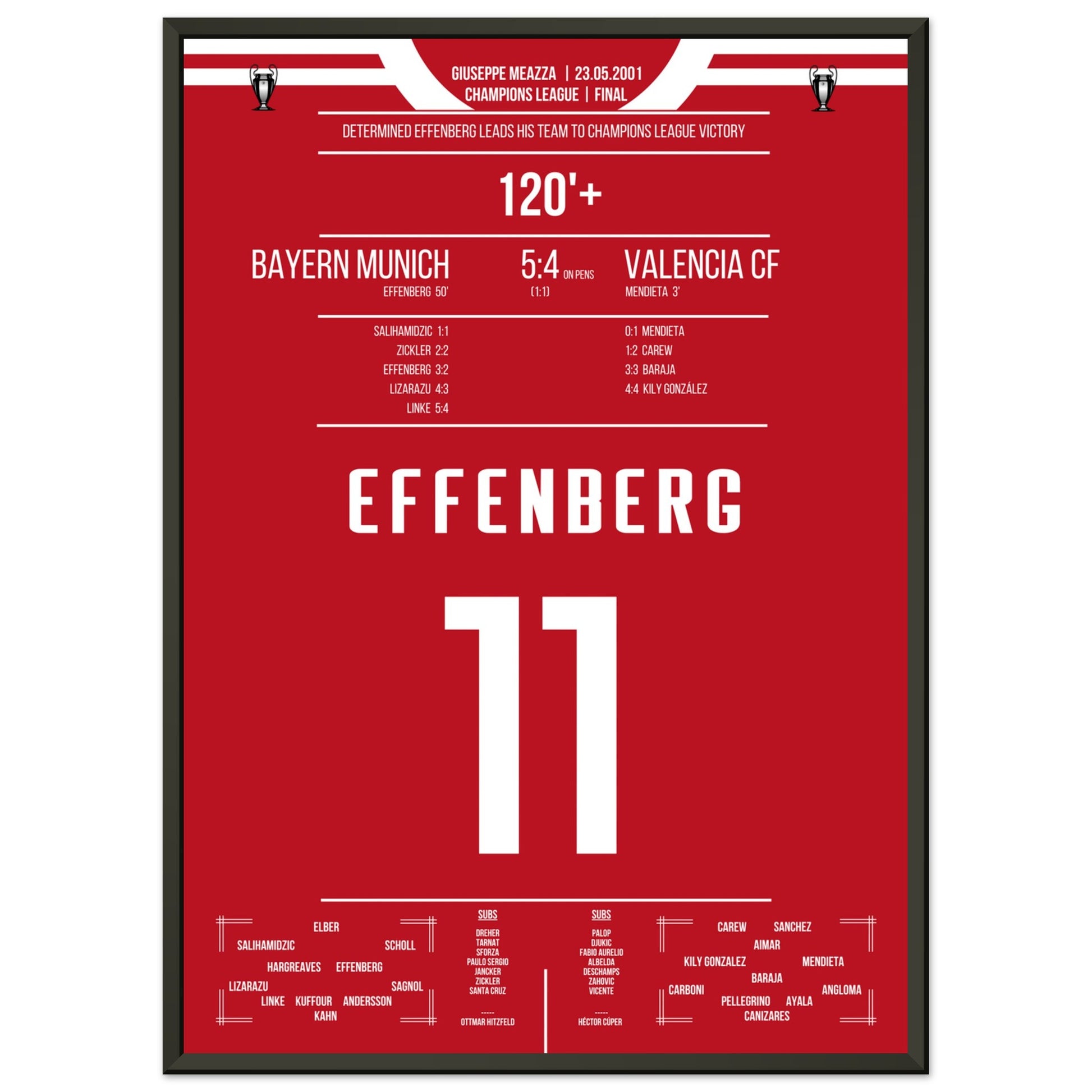 Effenberg's Leader-Performance im Champions League Finale 2001 50x70-cm-20x28-Schwarzer-Aluminiumrahmen