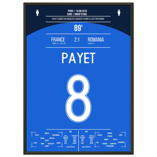 Payet's Traumtor zum Sieg gegen Rumänien bei der Euro 2016 50x70-cm-20x28-Schwarzer-Aluminiumrahmen