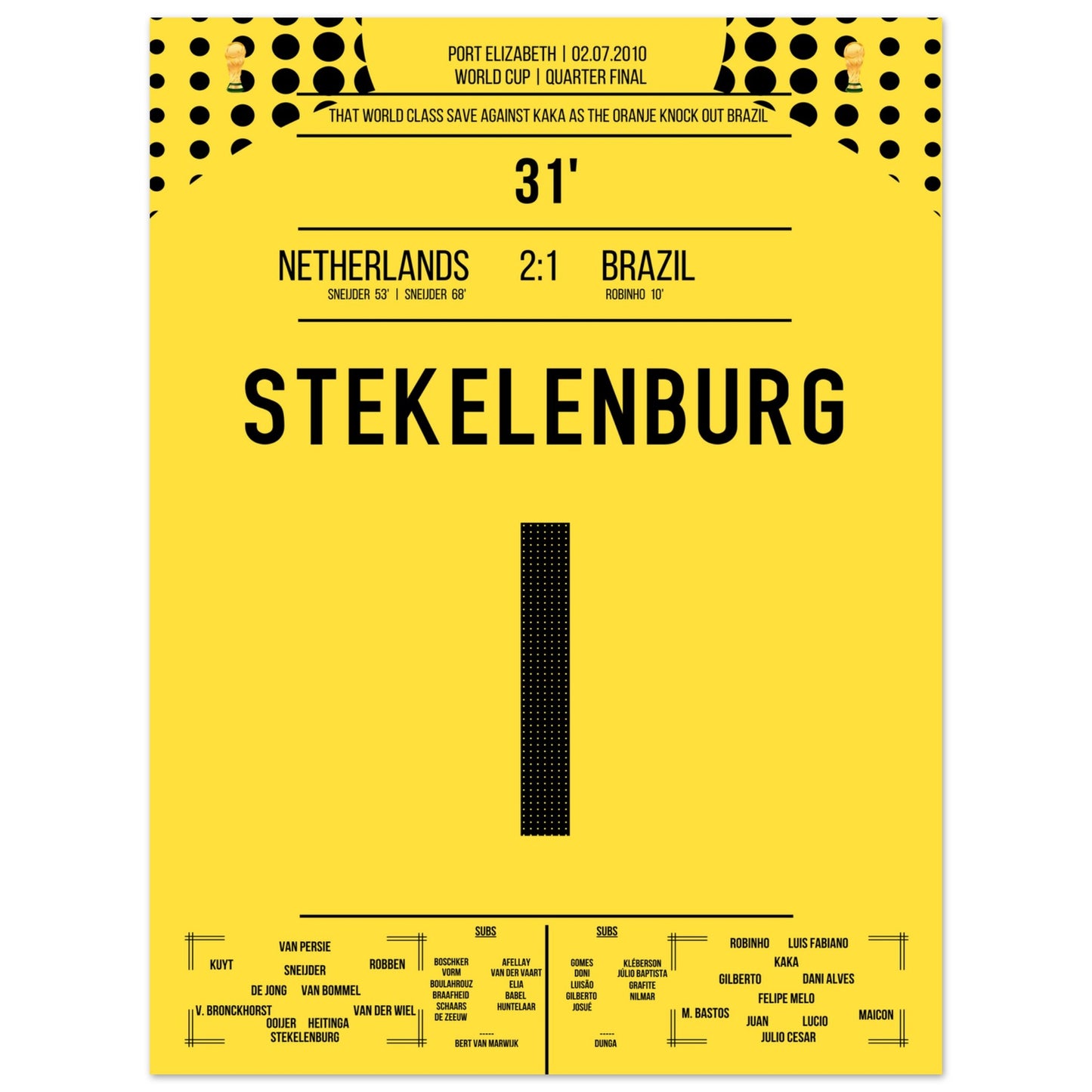 Stekelenburg's Weltklasse Aktion gegen Kaka bei der WM 2010 45x60-cm-18x24-Ohne-Rahmen