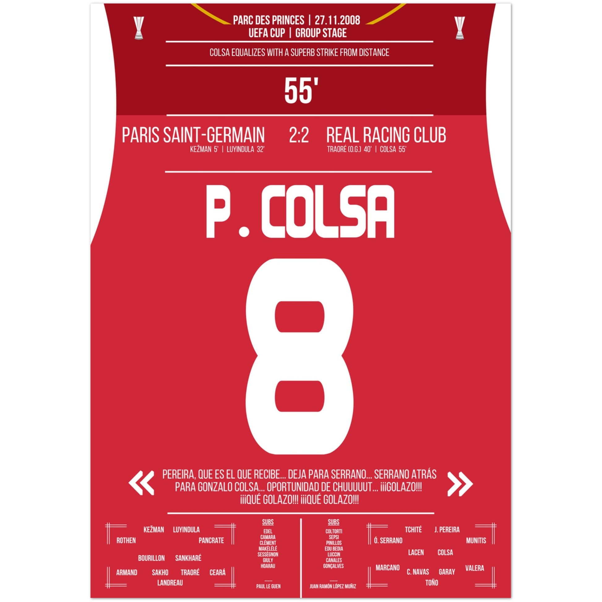 Colsa's Traumtor aus der Distanz gegen PSG in 2008 A4-21x29.7-cm-8x12-Ohne-Rahmen