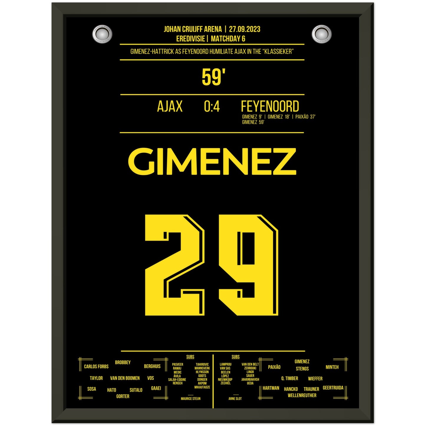Gimenez-Hattrick bei 4-0 Sieg im "Klassieker" 2023 30x40-cm-12x16-Premium-Semi-Glossy-Paper-Metal-Fra