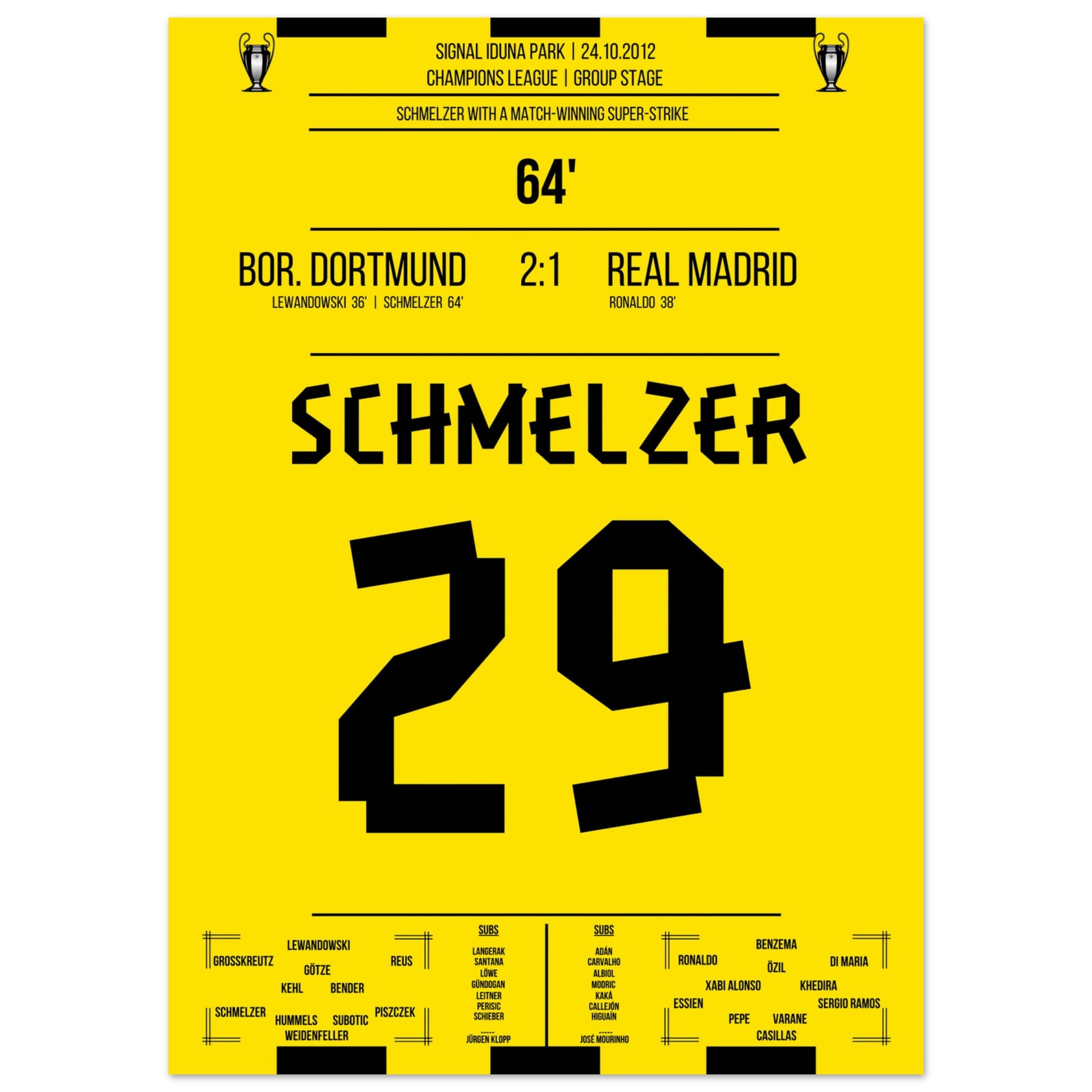 Schmelzer's linke Klebe gegen Real in der Champions League 2012 50x70-cm-20x28-Ohne-Rahmen