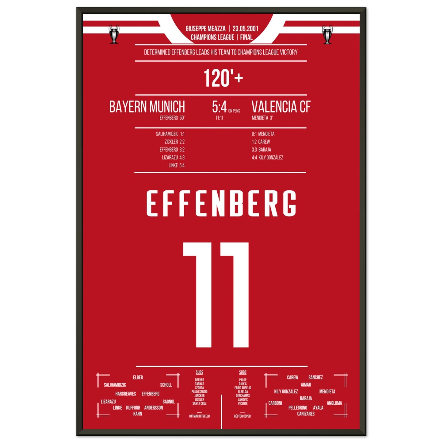 Effenberg's Leader-Performance im Champions League Finale 2001 60x90-cm-24x36-Schwarzer-Aluminiumrahmen