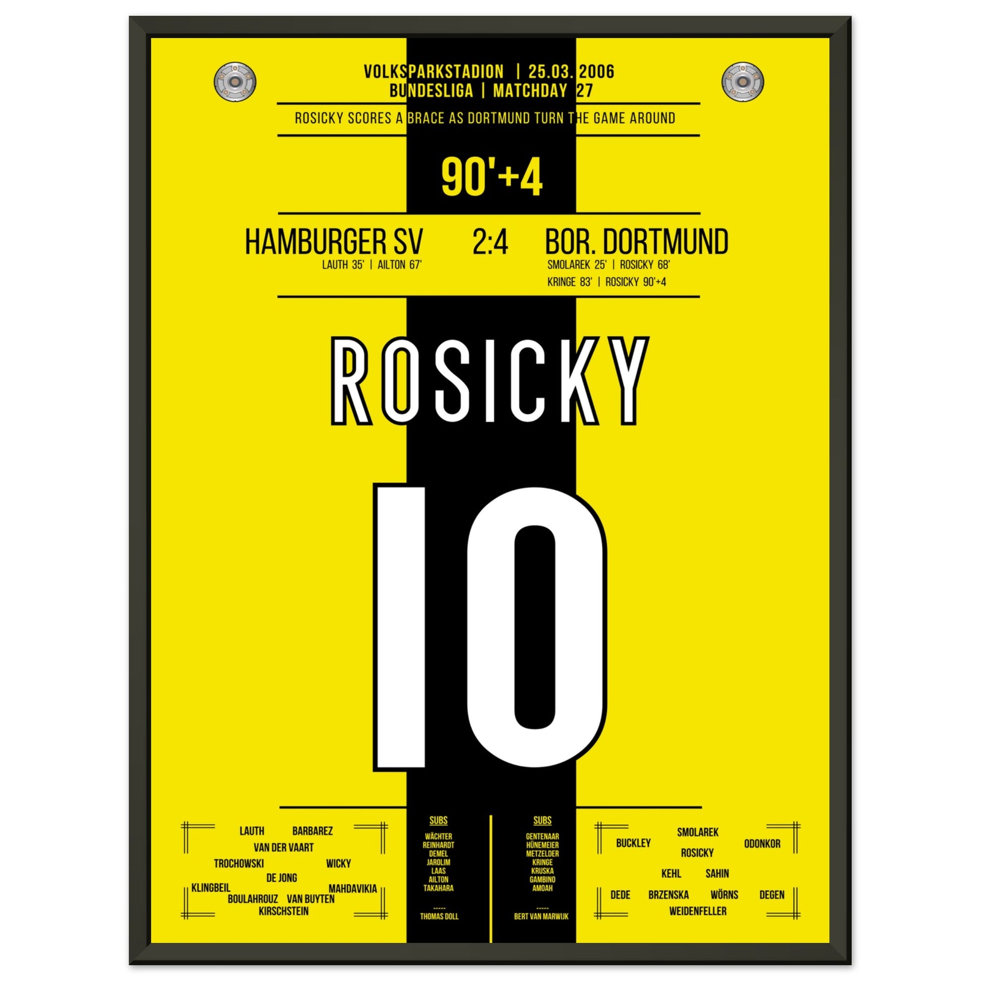 Rosicky's Doppelpack gegen den HSV 2006 45x60-cm-18x24-Schwarzer-Aluminiumrahmen