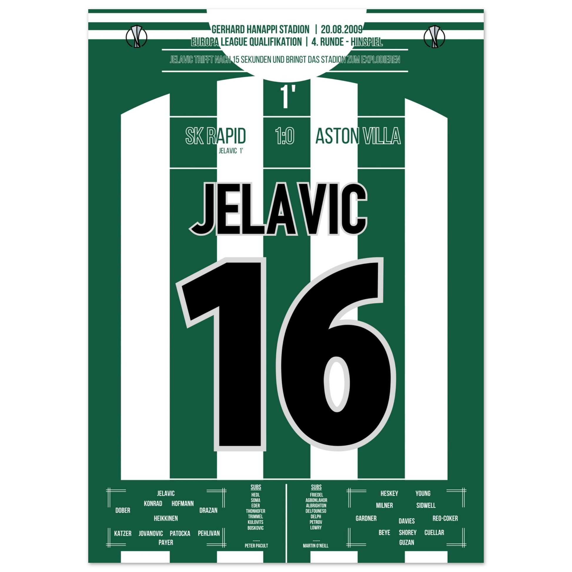 Jelavic's trifft nach 15 Sekunden zur Führung für Rapid gegen Aston Villa 50x70-cm-20x28-Ohne-Rahmen