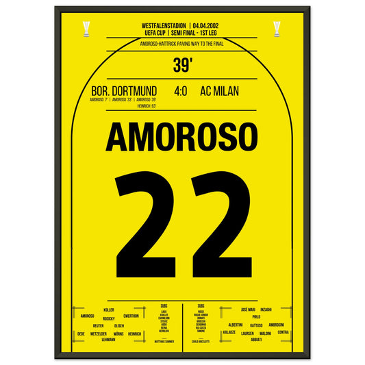 Amoroso Hattrick im Halbfinale gegen Milan 2002 50x70-cm-20x28-Schwarzer-Aluminiumrahmen