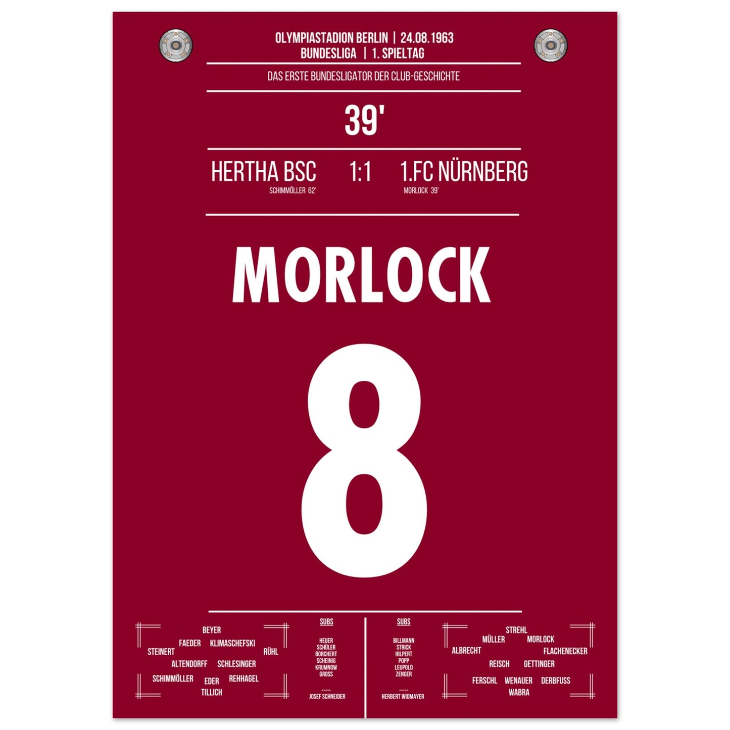 Morlock erzielt das erste Bundesliga-Tor des FCN in 1963 50x70-cm-20x28-Ohne-Rahmen