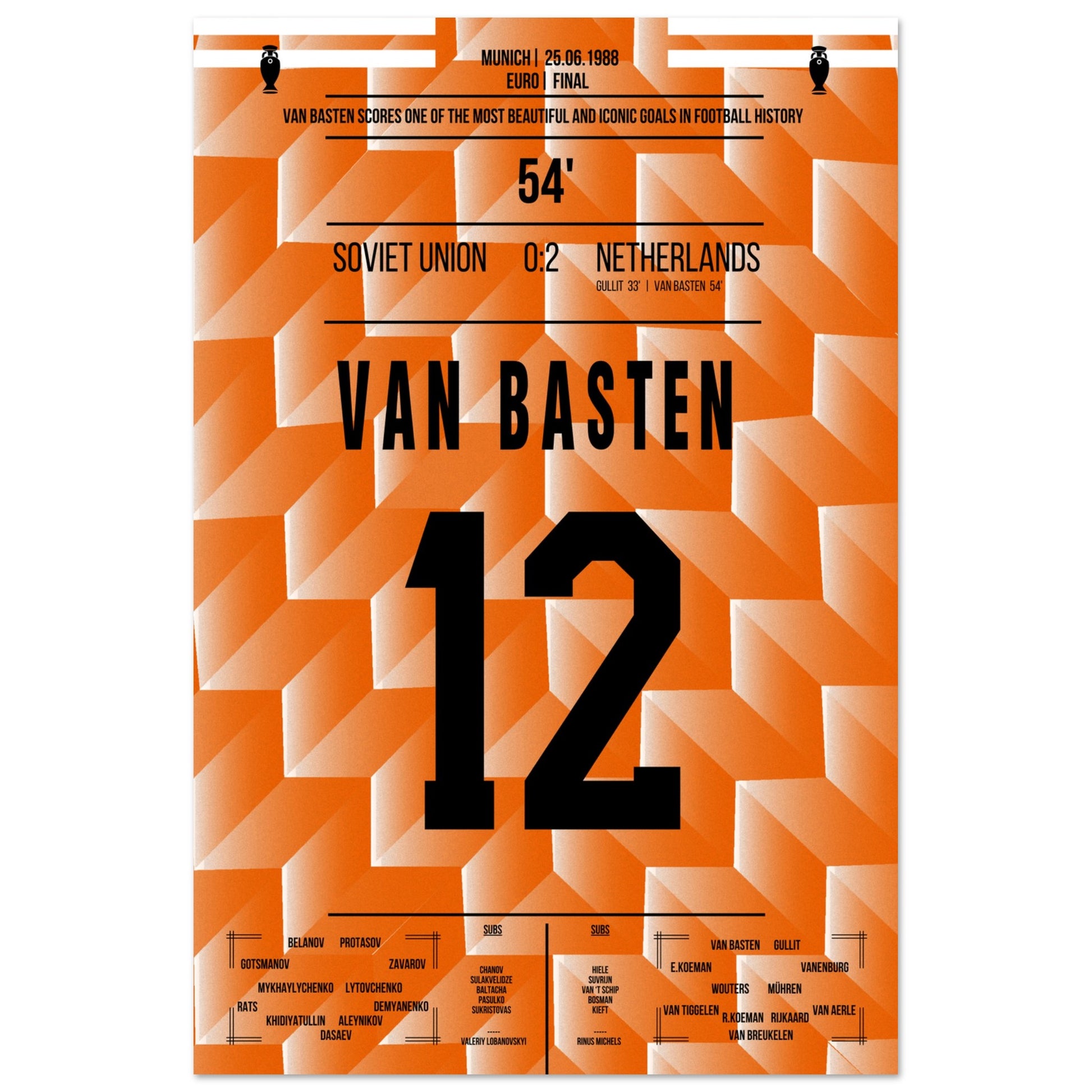 Van Basten's berühmtes Tor im Finale der Euro 1988 60x90-cm-24x36-Premium-Semi-Glossy-Paper-Poster
