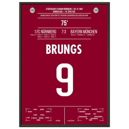 Brungs 5er-Pack beim legendären Sieg gegen Bayern 1967 50x70-cm-20x28-Schwarzer-Aluminiumrahmen