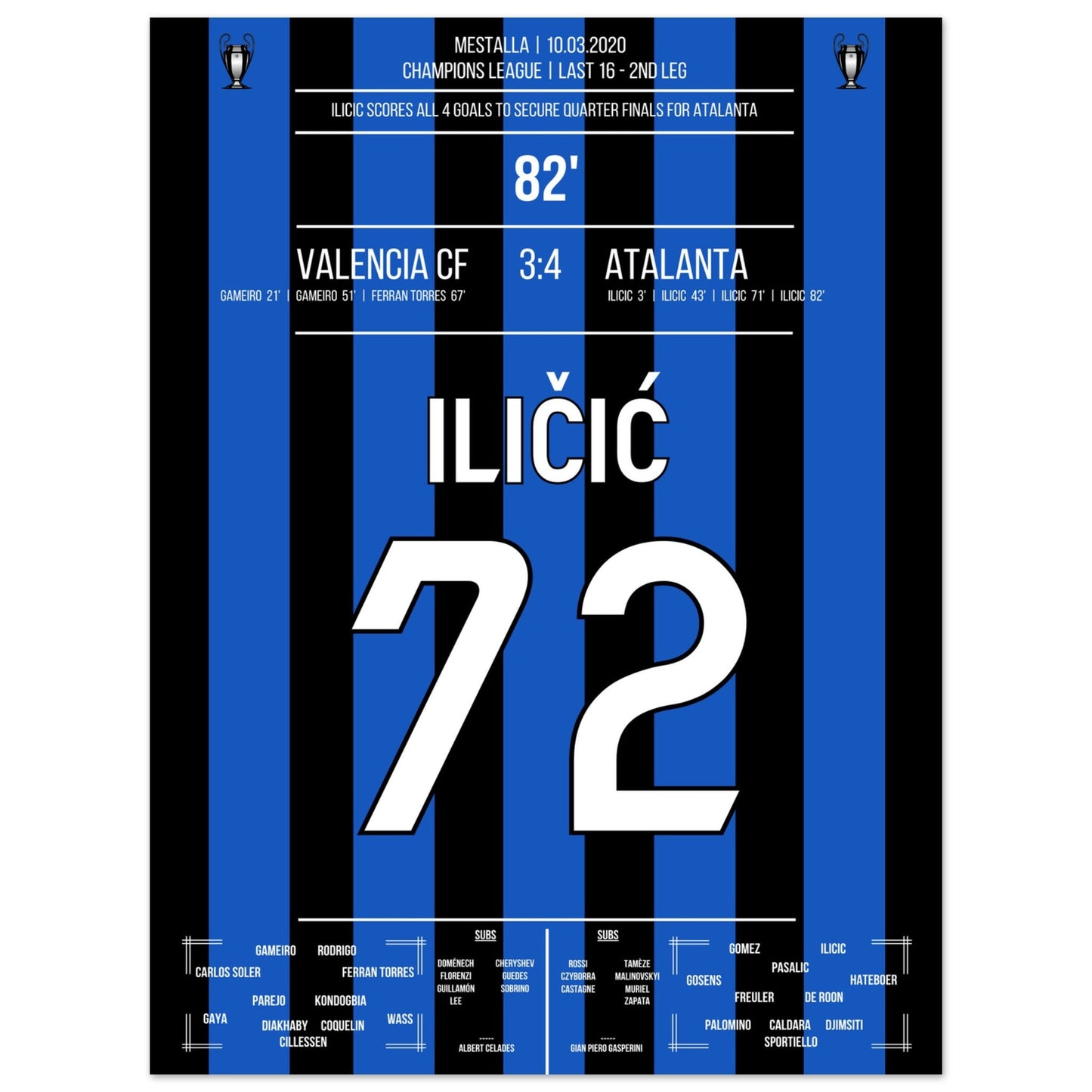 4-Tore-Ilicic schießt Atalanta ins CL Viertelfinale 2020