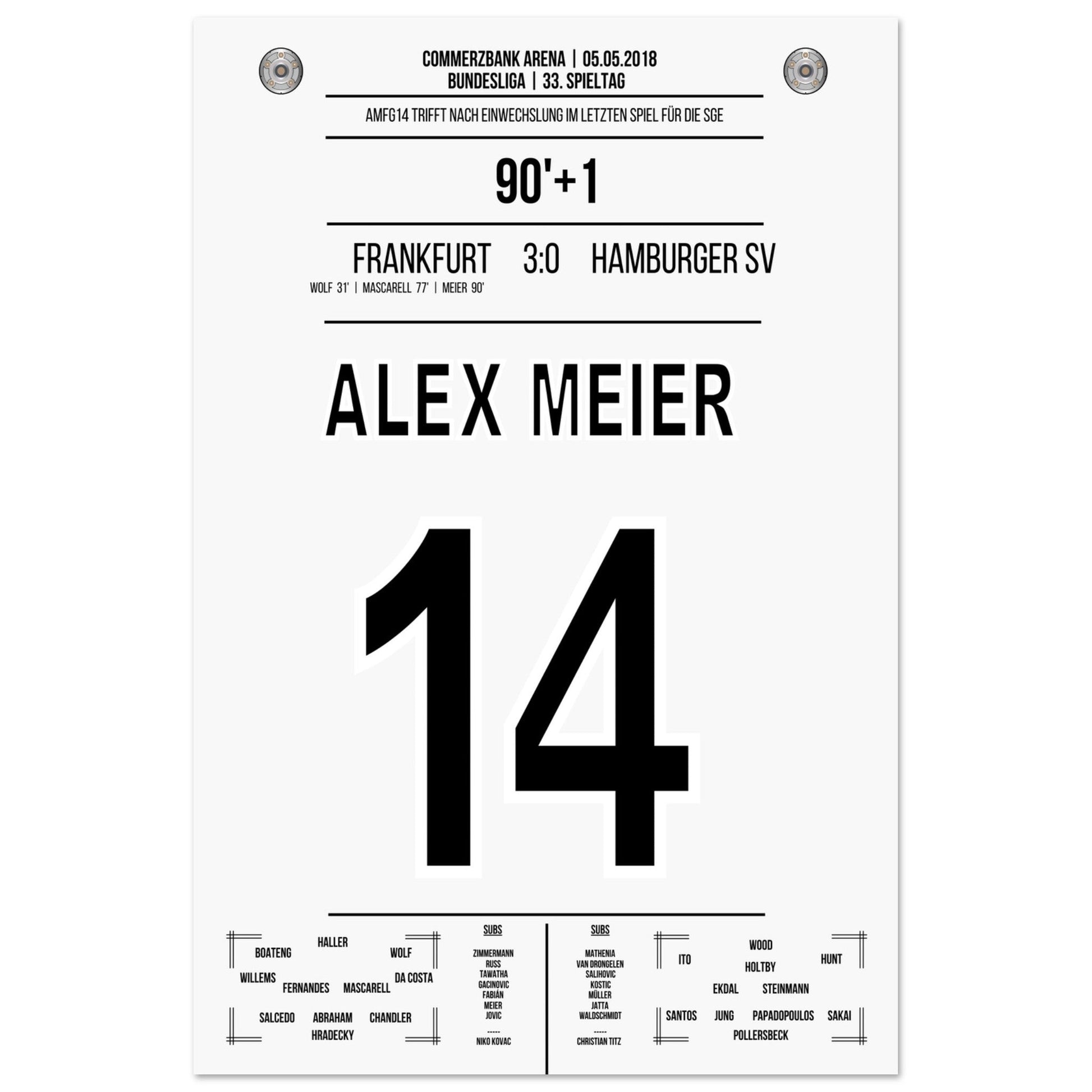 Alex Meier's letztes Tor zum Abschied in 2018 60x90-cm-24x36-Ohne-Rahmen