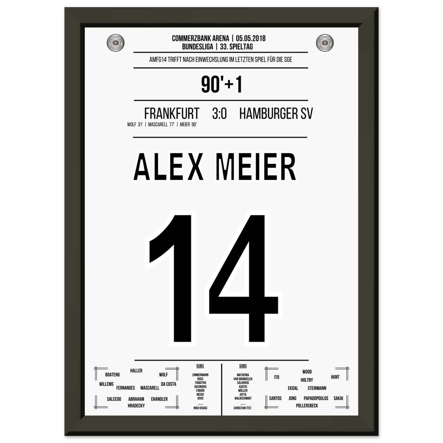 Alex Meier's letztes Tor zum Abschied in 2018 A4-21x29.7-cm-8x12-Schwarzer-Aluminiumrahmen