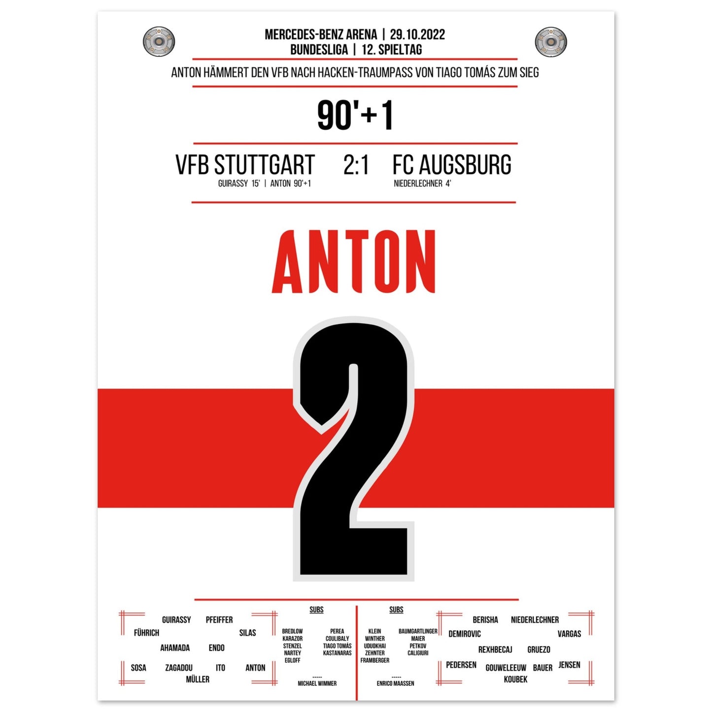 Anton hämmert den VFB mit Krampf zum Sieg gegen Augsburg 30x40-cm-12x16-Ohne-Rahmen