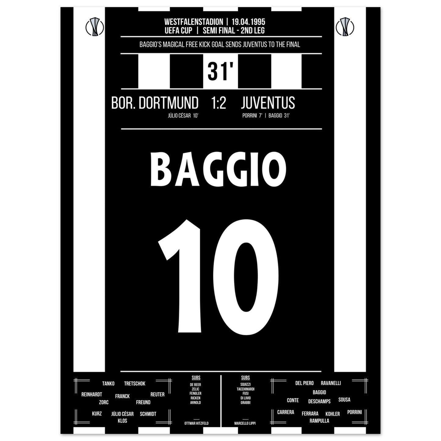 Baggio's magisches Freistoßtor zum Finaleinzug 30x40-cm-12x16-Ohne-Rahmen