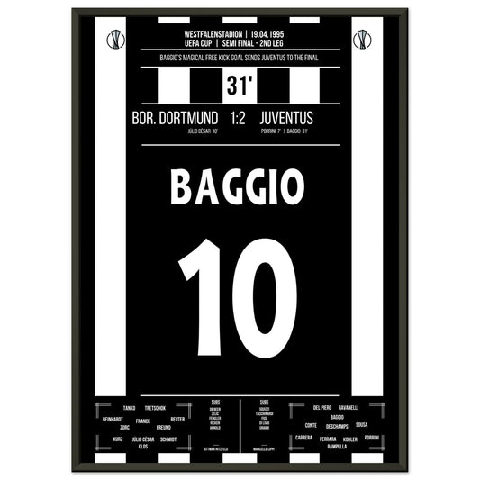 Baggio's magisches Freistoßtor zum Finaleinzug 50x70-cm-20x28-Schwarzer-Aluminiumrahmen