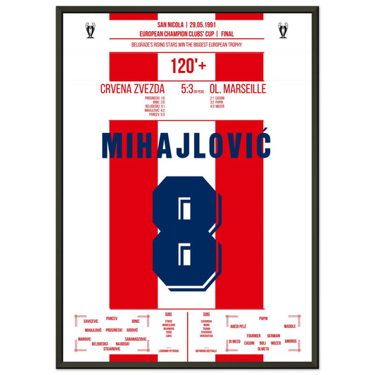 Belgrad's Youngster erobern den europäischen Fußballgipfel 1991 50x70-cm-20x28-Schwarzer-Aluminiumrahmen