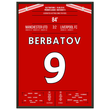 Berbatov-Hattrick versenkt die Reds im Derby 2010 50x70-cm-20x28-Schwarzer-Aluminiumrahmen