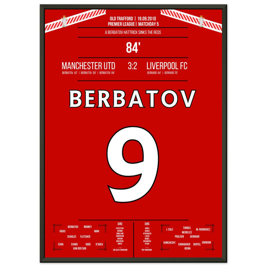 Berbatov-Hattrick versenkt die Reds im Derby 2010 50x70-cm-20x28-Schwarzer-Aluminiumrahmen
