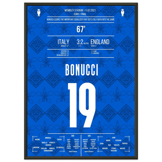 Bonucci trifft zum Ausgleich im Finale der Euro 2021 50x70-cm-20x28-Schwarzer-Aluminiumrahmen