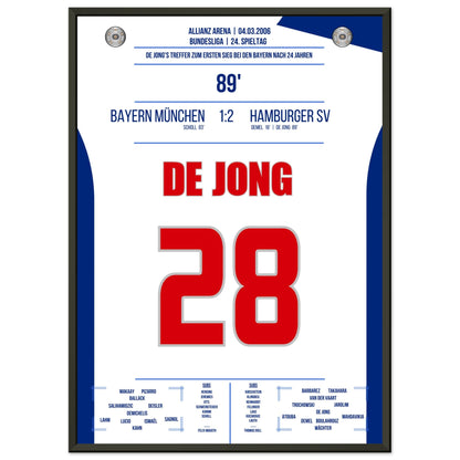 De Jong's Treffer zum ersten Hamburger Sieg gegen Bayern nach 24 Jahren in 2006 50x70-cm-20x28-Schwarzer-Aluminiumrahmen