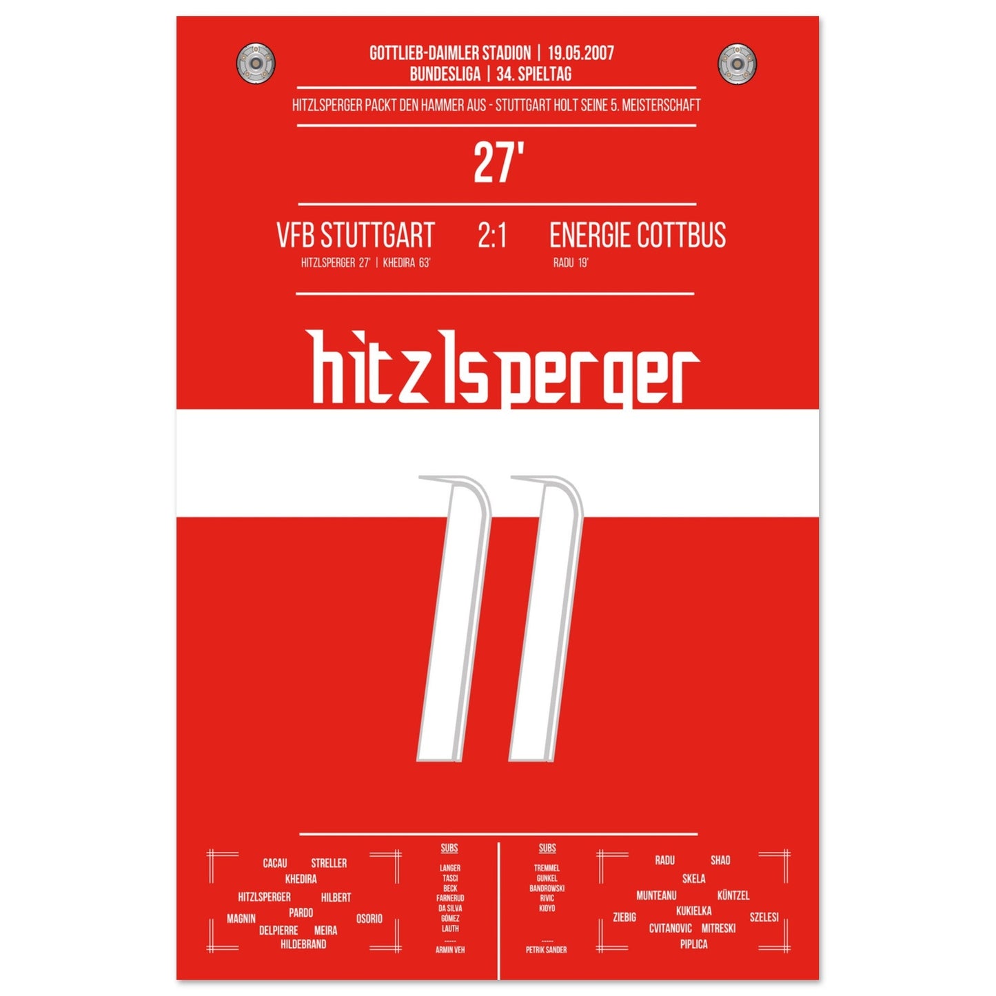 Hitzlsperger-Hammer bei Stuttgart's Gewinn der Meisterschaft 2007 60x90-cm-24x36-Ohne-Rahmen