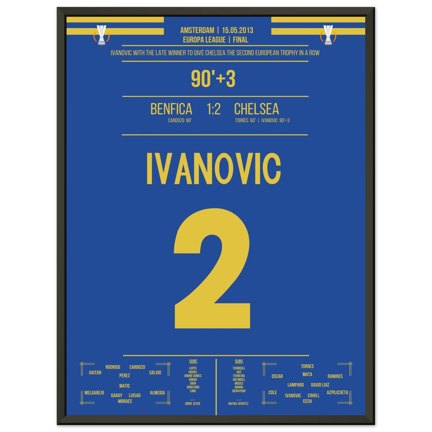 Ivanovic's Siegtreffer im Europa League Finale 2013 45x60-cm-18x24-Schwarzer-Aluminiumrahmen