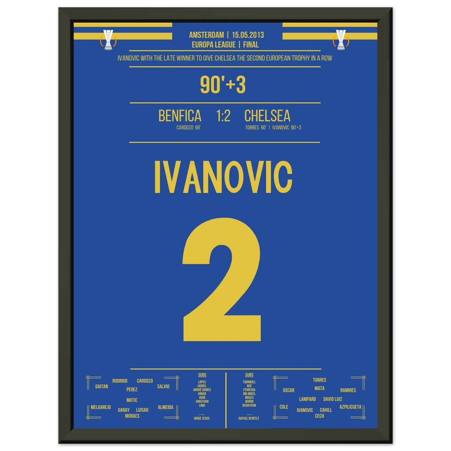 Ivanovic's Siegtreffer im Europa League Finale 2013 30x40-cm-12x16-Schwarzer-Aluminiumrahmen